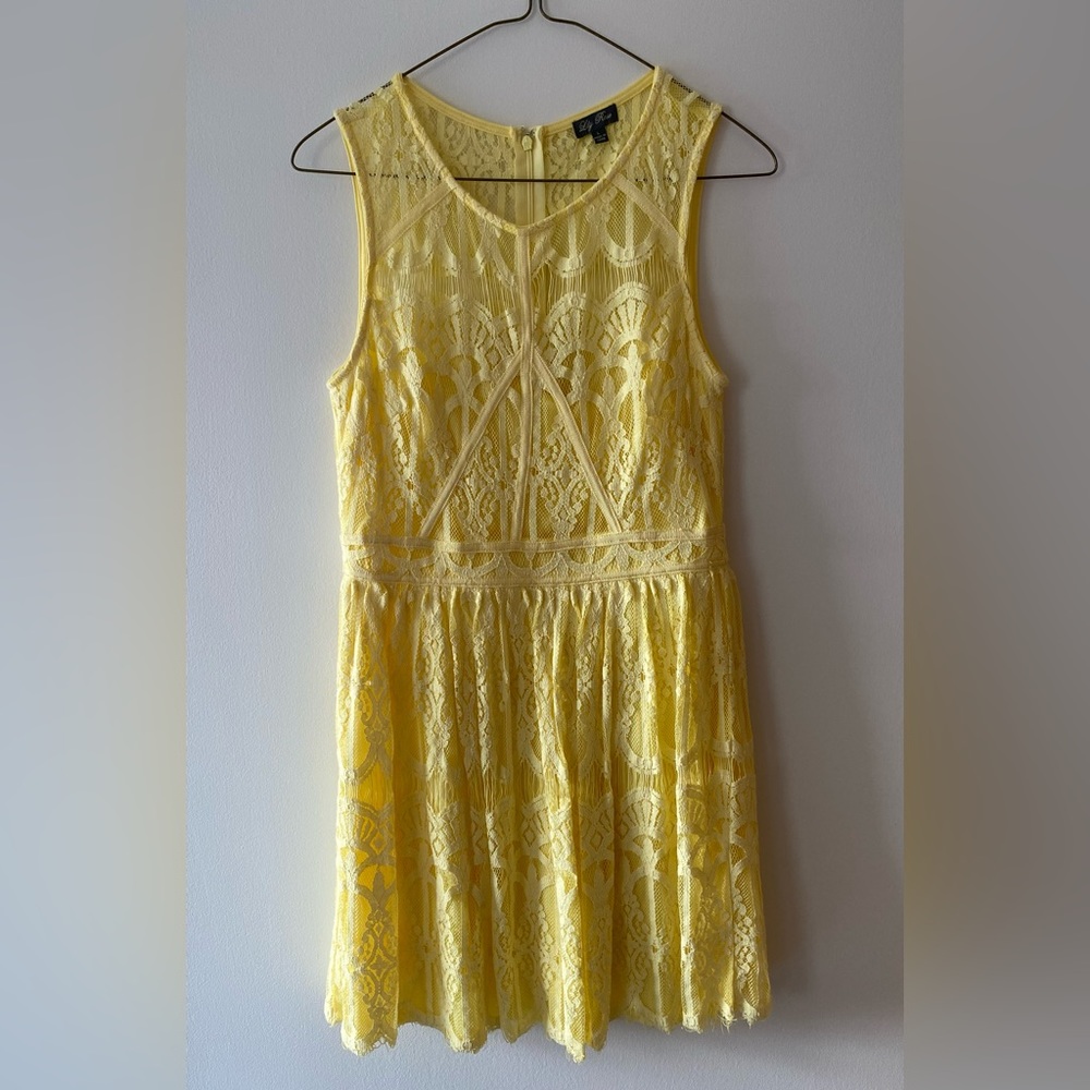 Lily Rose Yellow Lace Fit & Flare Mini Dress